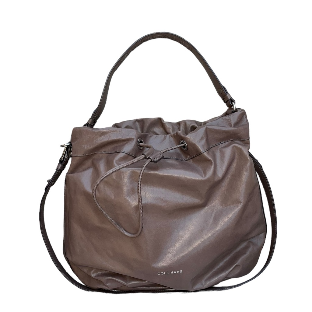 Cole Haan Drawstring One-Shoulder Tote Genuine Leather Zero Grand Bucket Bag